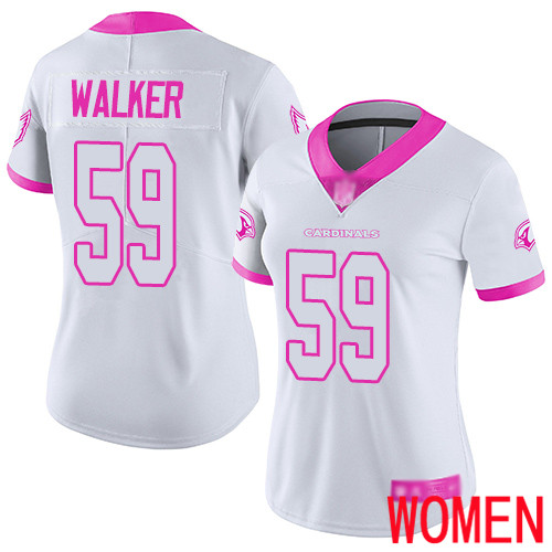 Arizona Cardinals Limited White Pink Women Joe Walker Jersey NFL Football #59 Rush Fashion->arizona cardinals->NFL Jersey